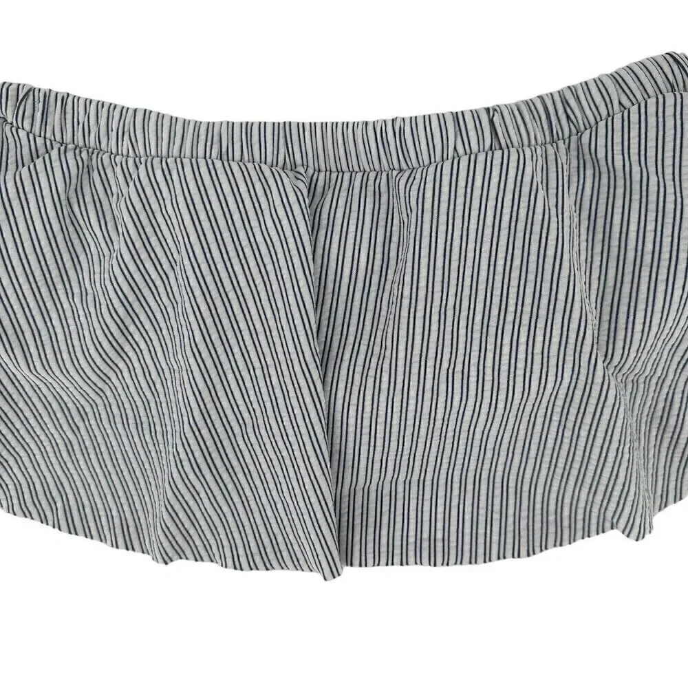 Strapless Ruffle Bikini Top Womens Size L Merona White Black Pin Striped Preppy